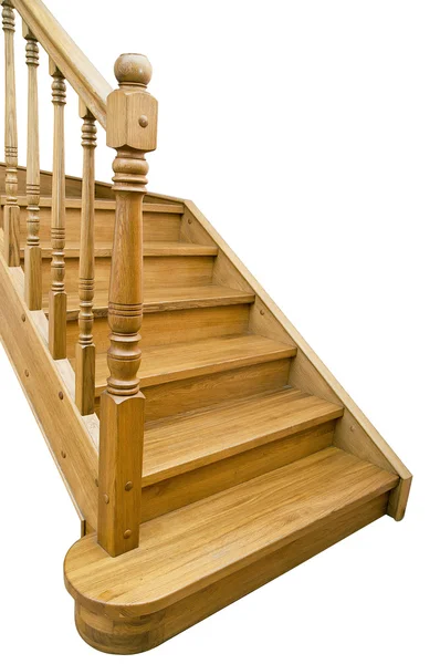Escalera de madera de roble. aislado Imágenes de stock libres de derechos