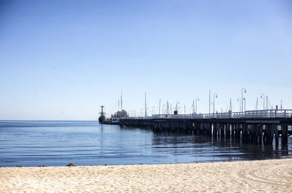 Morze, viúva, viúva morski, molo na plaélia, plaélia, promenada, morska promenada, Sopot, sopockie molo, polskie morze, Ba=tyk , — Fotografia de Stock