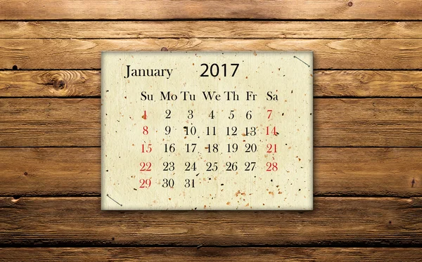 Kalendarzowy stycznia 2017 — Zdjęcie stockowe