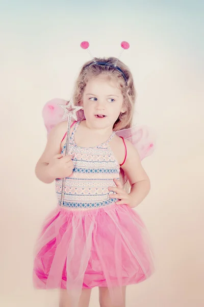 Beautiful girl in butterfly costume — Stock Photo, Image