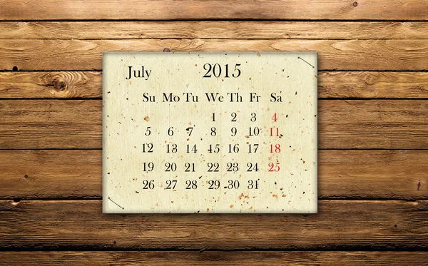 Calendario Julio 2015 — Foto de Stock