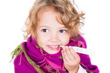 Little girl with rubella virus clipart
