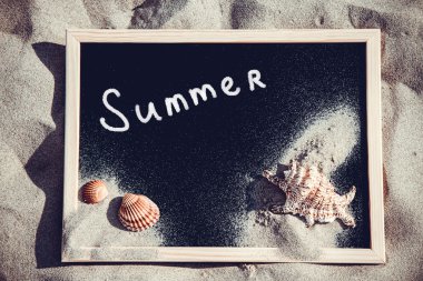 Denizde kum yazı tahtası