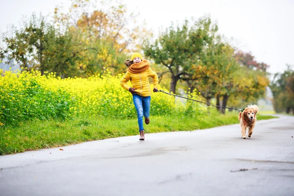 Kör med hund vän — Stockfoto