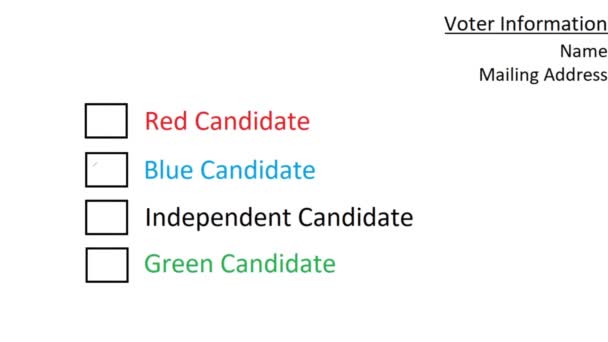 Głosowanie Niebieskiego Kandydata Referendum Wyborczego Wypisywanie Znaku Czekowego Pustym Polu — Wideo stockowe