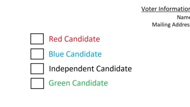 Голосування Червоного Кандидата Референдум Виборів Написання Галочки Порожньому Полі Голосування — стокове відео