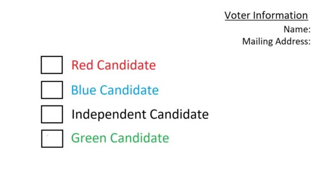 Votar Por Candidato Verde Para Votación Del Referéndum Electoral Escribir — Vídeo de stock