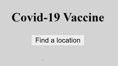 Fare imleci kayıyor ve web sayfasında Covid-19 aşısı için bir yer buluyor. Coronavirus Tedavisi için İmleç Tıklama Bulma Kliniğinin Aygıt Ekran Görünümü Çevrimiçi İnternet Ağı üzerinden Bakış Ağı Web Sitesi.