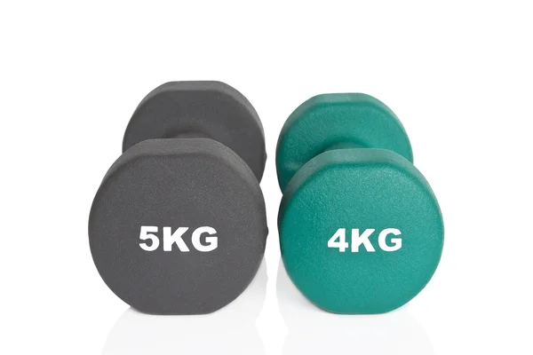 Green and black dumbbells — Stock Photo, Image