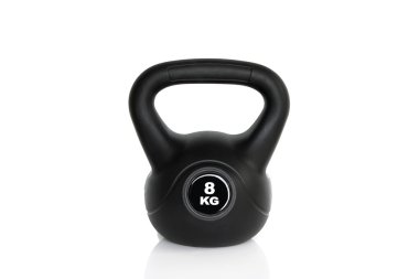 Beyaz arka planda siyah kettlebell
