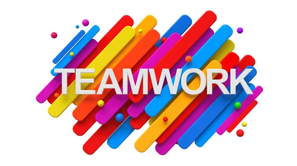 Word Teamwork Geschreven Top Van Kleurrijke Geometrische Vormen — Stockfoto