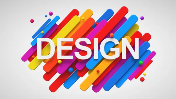 カラフルな幾何学的な3D形状の上に書かれた言葉のデザイン — ストック写真