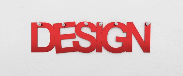 Design Écrit Avec Des Lettres Rouges Épinglées Sur Mur — Photo