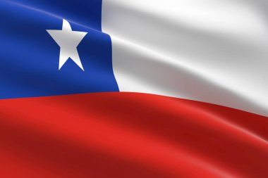 Şili bayrağı. Çad bayrağının sallanışının 3 boyutlu çizimi.
