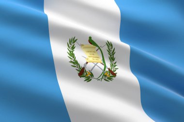 Guatemala bayrağı. Guatemala bayrağının sallanışının 3 boyutlu resmi.