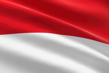 Endonezya bayrağı. Endonezya bayrağının sallanışının 3D çizimi.