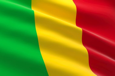 Mali bayrağı. Mali bayrağının dalgalanmasının 3 boyutlu resmi.