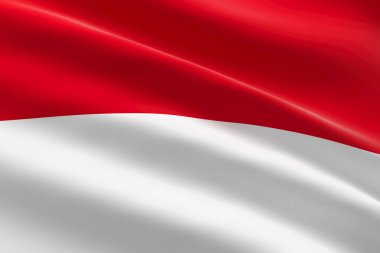 Monako bayrağı. Monako bayrağının sallanışının 3d görüntüsü.