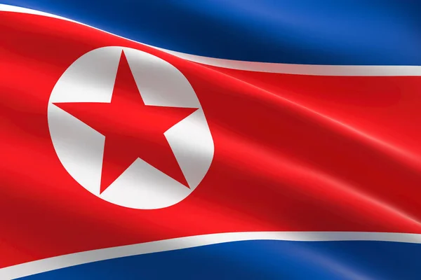 Flag of North Korea. 3d illustration of the Korean flag waving.