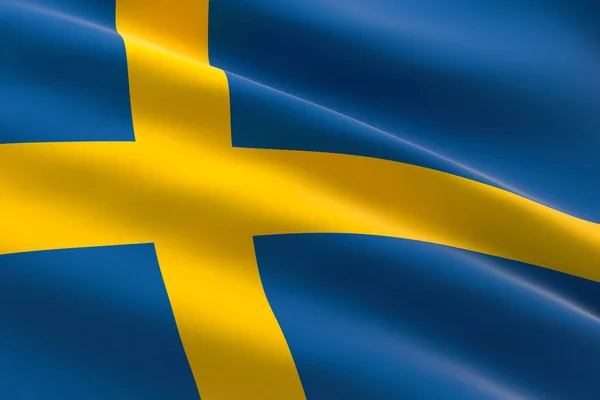 Flag of Sweden. 3d illustration of the Swedish flag waving.