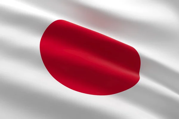 Flag of Japan. 3d illustration of the Japanese flag waving.