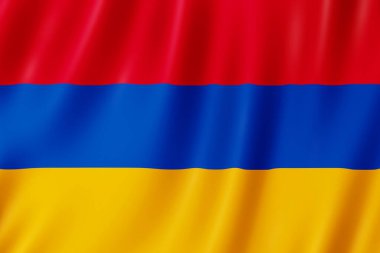 Ermenistan bayrağı rüzgarda sallanıyor.