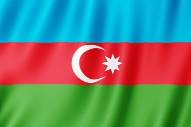Rüzgarda dalgalanan Azerbaycan bayrağı.