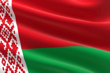 Beyaz Rusya bayrağı. Beyaz Rusya bayrağının sallanışının 3 boyutlu resmi.