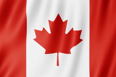 Kanada bayrağı rüzgarda dalgalanıyor.