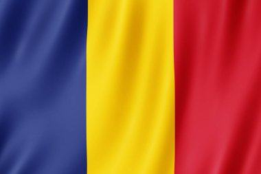 Çad bayrağı rüzgarda dalgalanıyor.