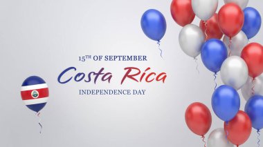 Kosta Rika bayrak renklerinde balonlarla kutlama pankartı.