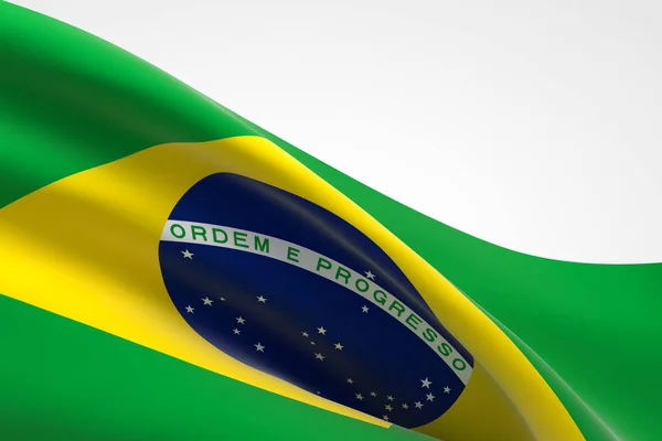 Renderização Bandeira Brasileira Acenando — Fotografia de Stock