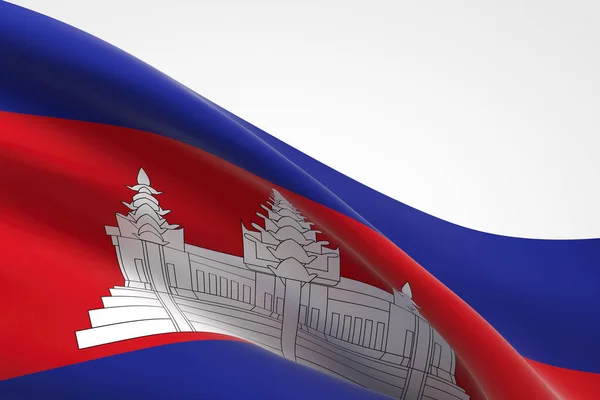 Renderizado Bandera Cambodiana Ondeando — Foto de Stock