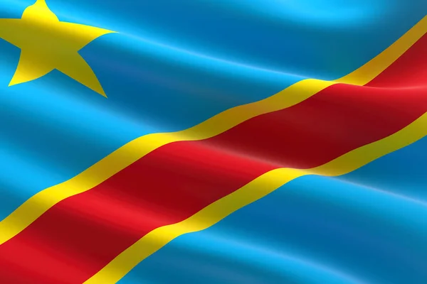 刚果国旗 刚果国旗飘扬的3D图例 — 图库照片