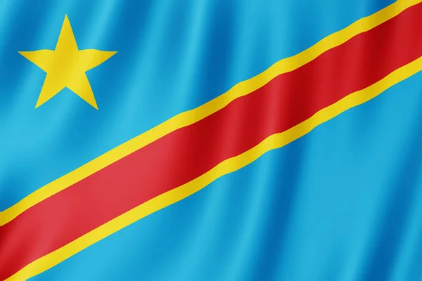 Kongói Zászló Lengett Szélben — Stock Fotó