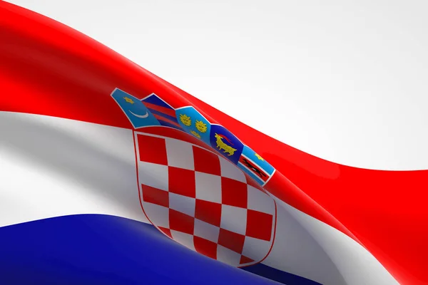 Återgivning Den Kroatiska Flaggan Viftande — Stockfoto