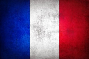 Grunge desenli Fransa bayrağı.