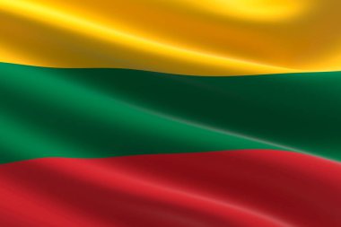 Flag of Lithuania. 3d illustration of the Lithuanian flag waving. clipart