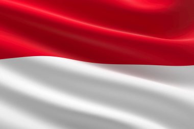 Monako bayrağı. Monako bayrağının dalgalanmasının 3D çizimi.