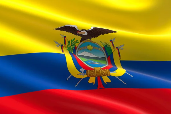 Vlag Van Ecuador Illustratie Van Ecuadoriaanse Vlag Zwaaiend — Stockfoto