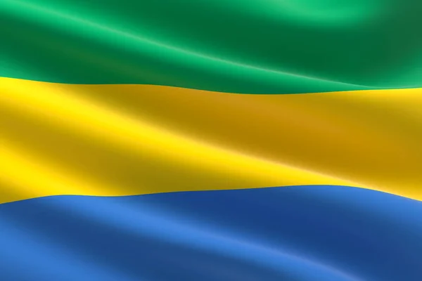 Gabon Zászlója Illusztráció Gabonese Zászló Integetett — Stock Fotó