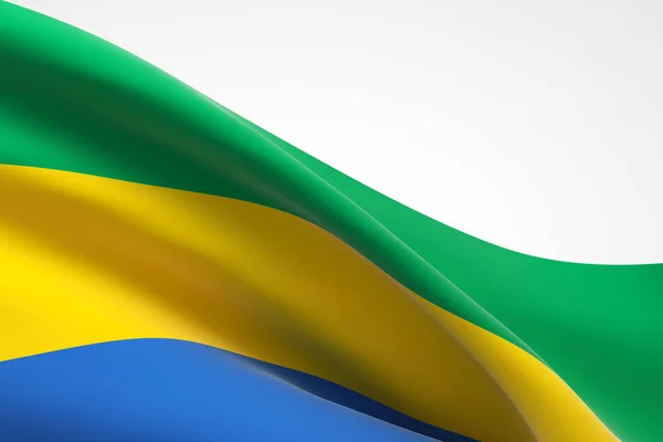 Renderização Bandeira Gabonesa Acenando — Fotografia de Stock