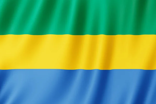 Gabon Bandiera Sventola Nel Vento — Foto Stock