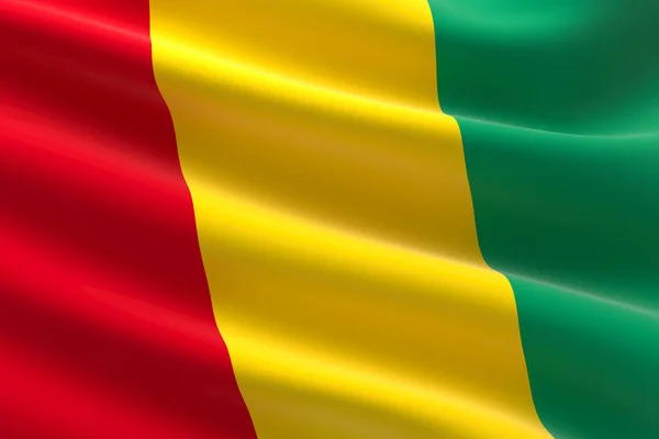 Flaga Gwinei Ilustracja Gwinejskiej Flagi Machając — Zdjęcie stockowe
