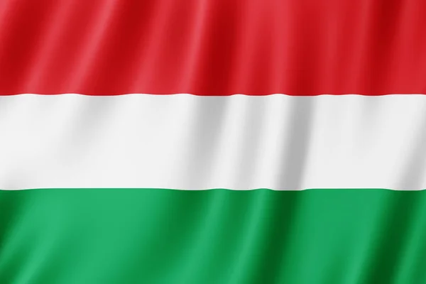 Bandera Hungría Ondeando Viento — Foto de Stock