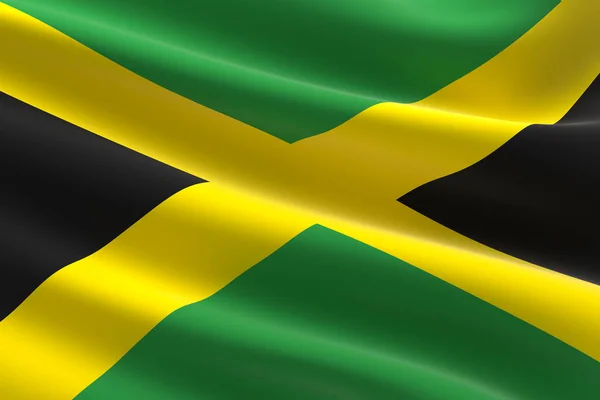 Jamaica Zászlója Illusztráció Jamaikai Zászló Integetett — Stock Fotó
