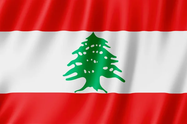 Libanons Flagga Vajande Vinden — Stockfoto