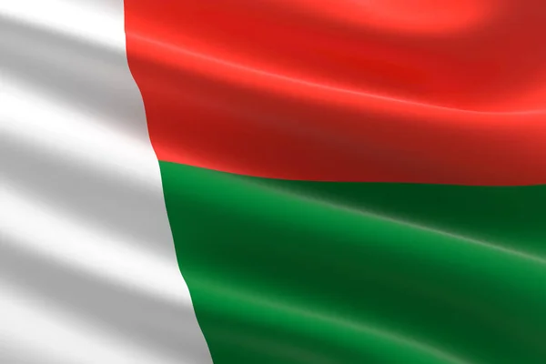 Flagge Madagaskars Illustration Der Madagassischen Flagge Die Weht — Stockfoto