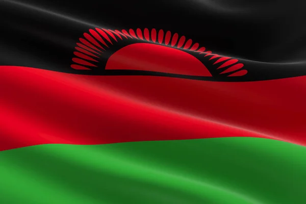 马拉维国旗 3D展示马拉维国旗飘扬的图例 — 图库照片