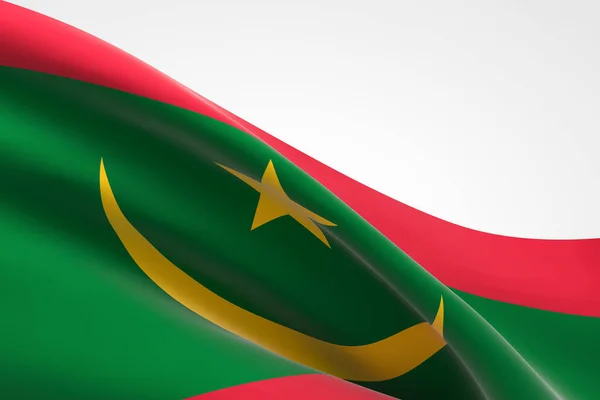 Återgivning Mauretaniens Flagga Viftande — Stockfoto